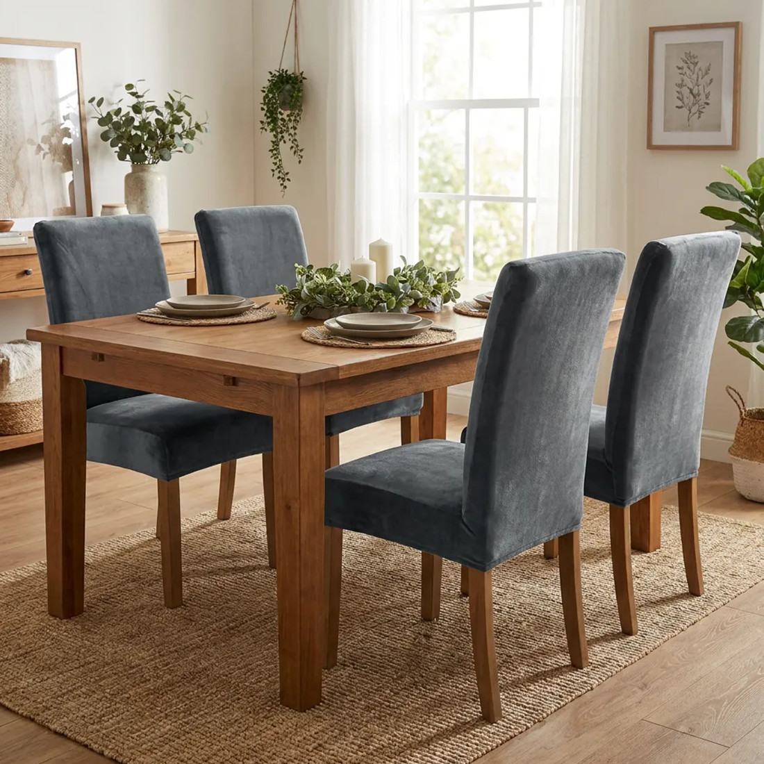 6-Pack Large Stretch Dining Chair Covers Seat Chair Covers Removable Slip Covers