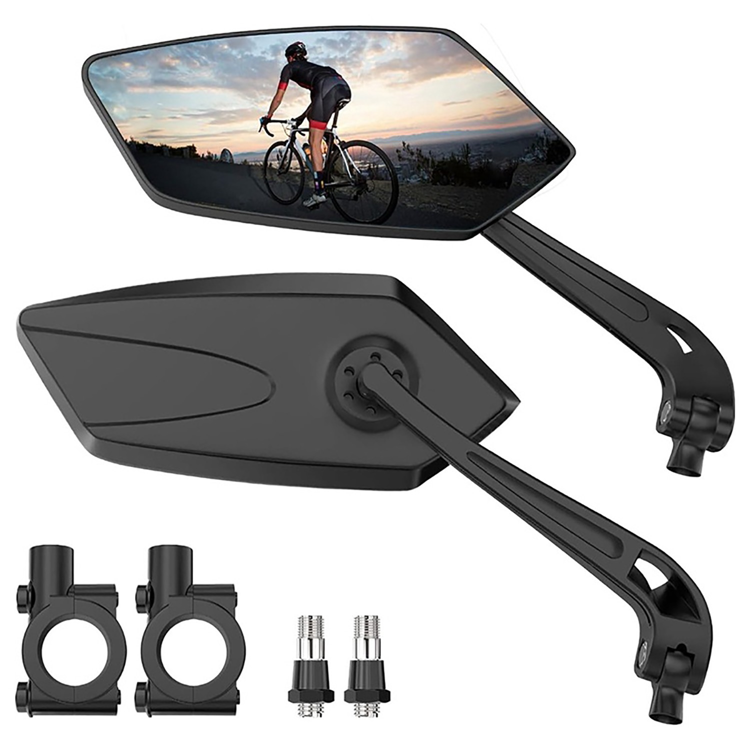2-Pack Cycling Bike Handlebar Mirror 22-25mm For Mountain Road Bike E-Bike Scooter