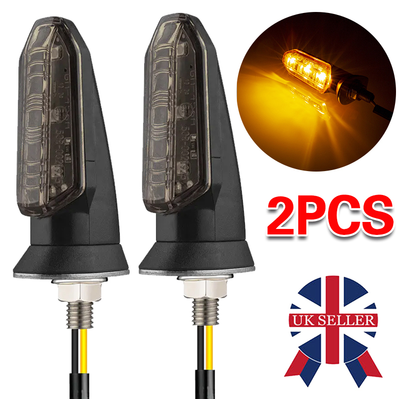 2-Pack Motorcycle Motorbike Turn Signal Lights Indicators Lamp Amber Mini LED 12V