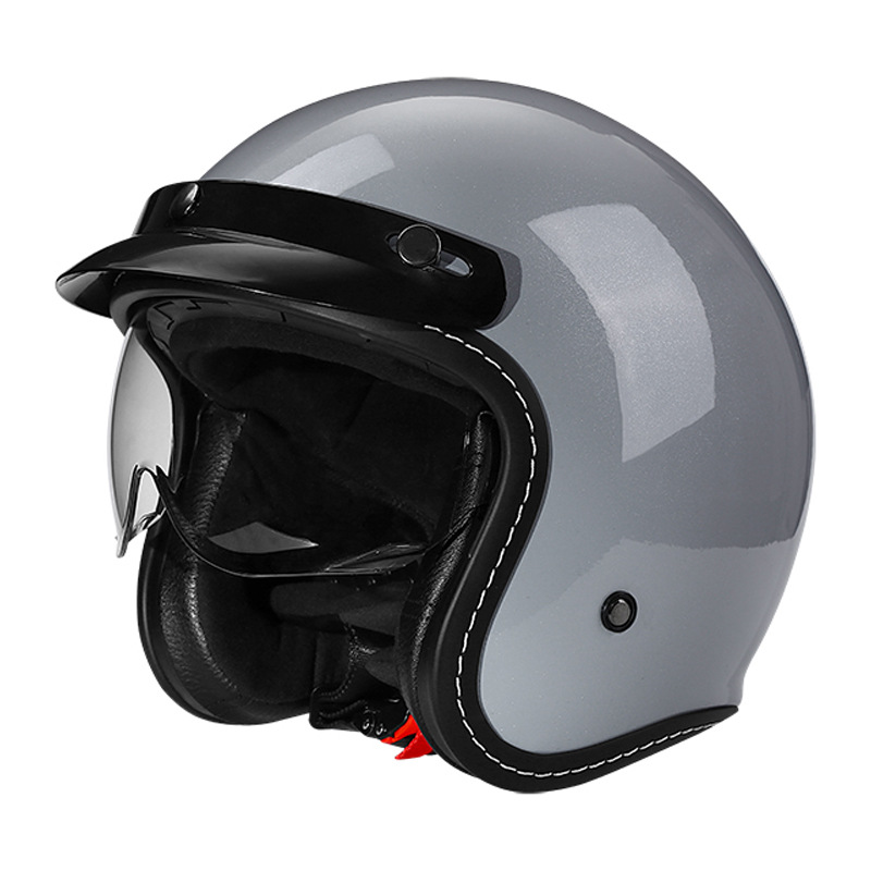 Vintage Motorcycle Helmet With Retractable Built-in Visor