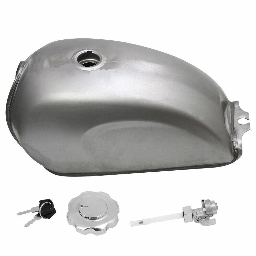 Universal Silver Cafe Racer Fuel Gas Tank 9L 2.4 Gallons Modified Fuel Tank