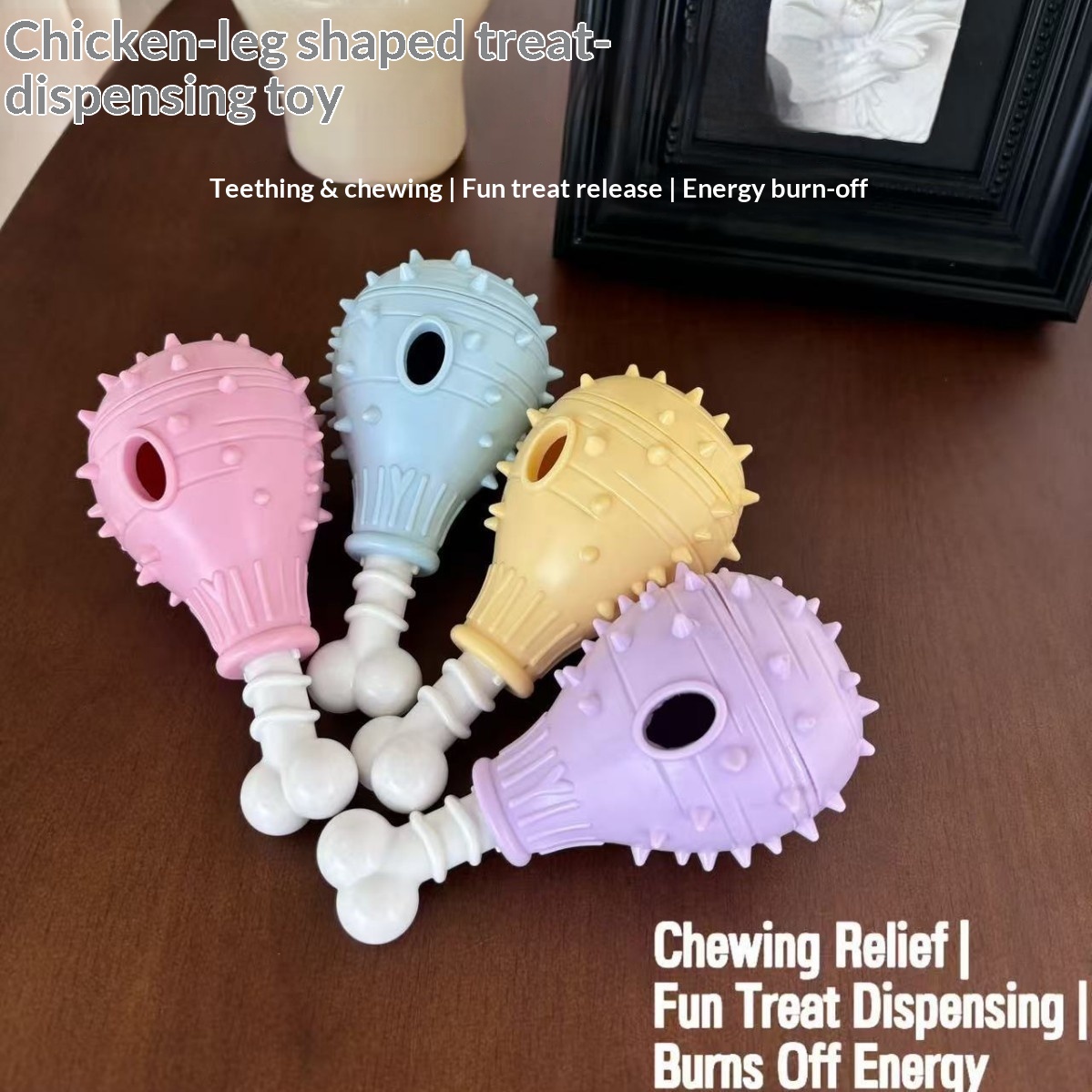 TPR Chicken Leg Shaped Dog Treat Dispensing Toy - Durable Dental Chew Interactive Puzzle…