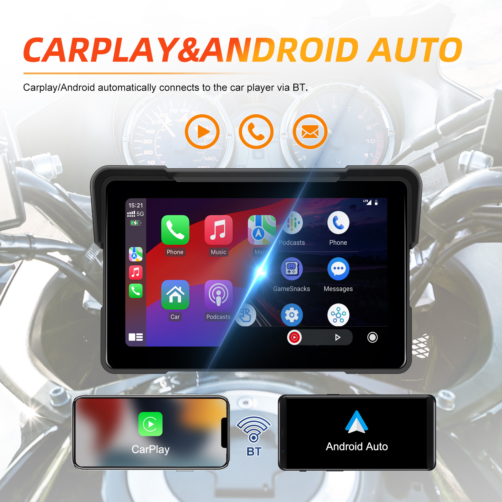7-inch Motorcycle PND CarPlay Compatible No Recording Function