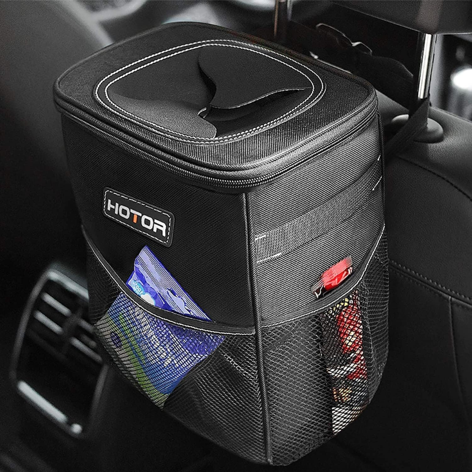 Black Car Trash Can 2 Gallon, Leakproof Hanging Waste Bin And Organizer For Vehicle…