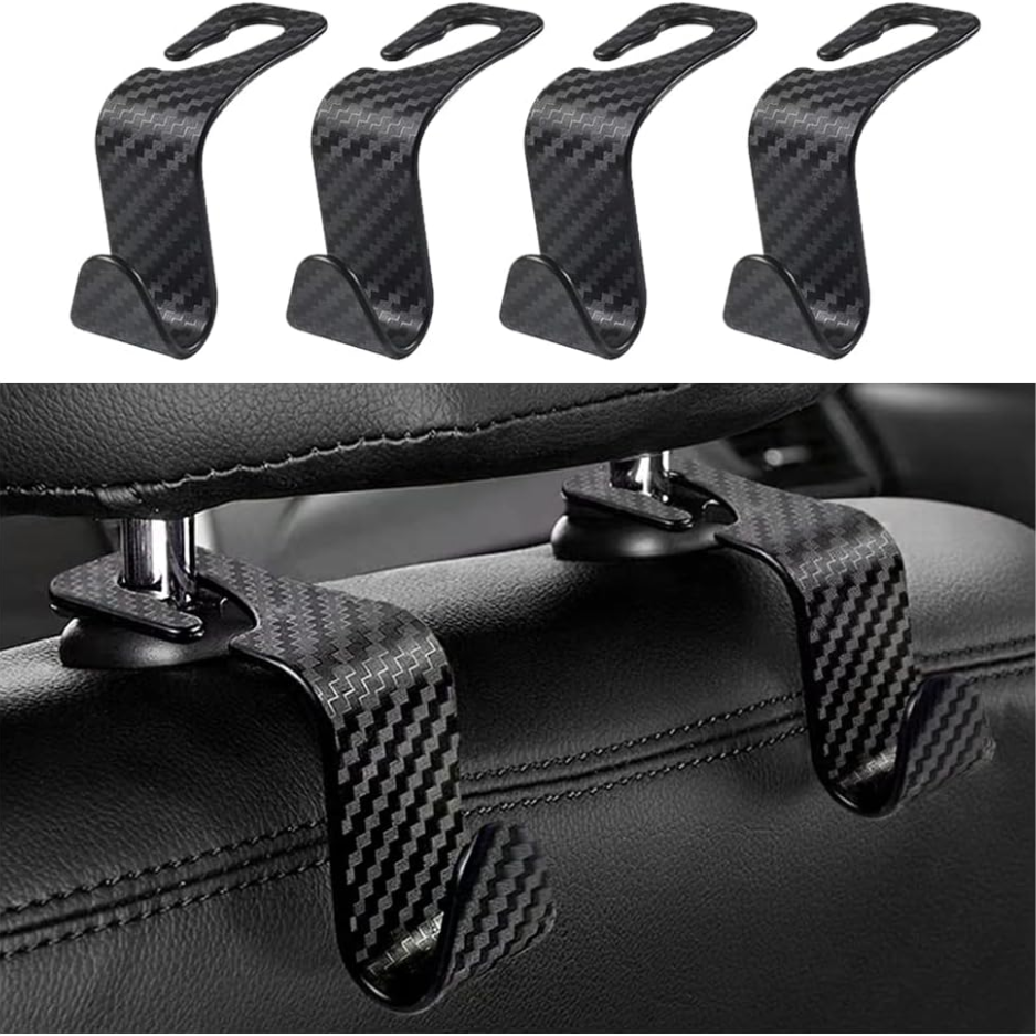 Universal Car Headrest Hooks 2 Units, Hidden Seat Hangers For Purses, Bags, Hats, Coats…