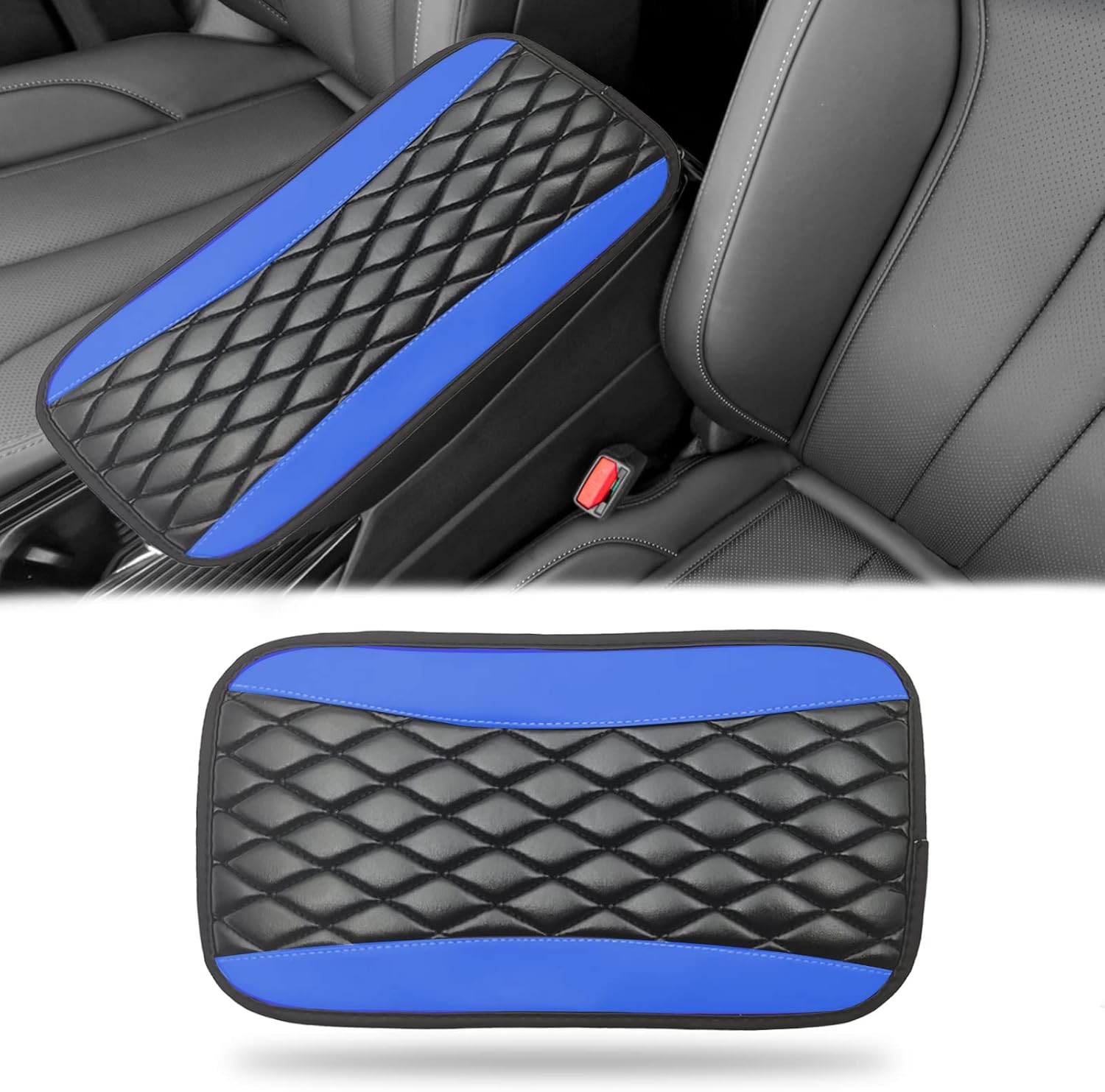 Blue Car Center Console Cover, Waterproof Leather Armrest Protector For Cars, SUVs And…
