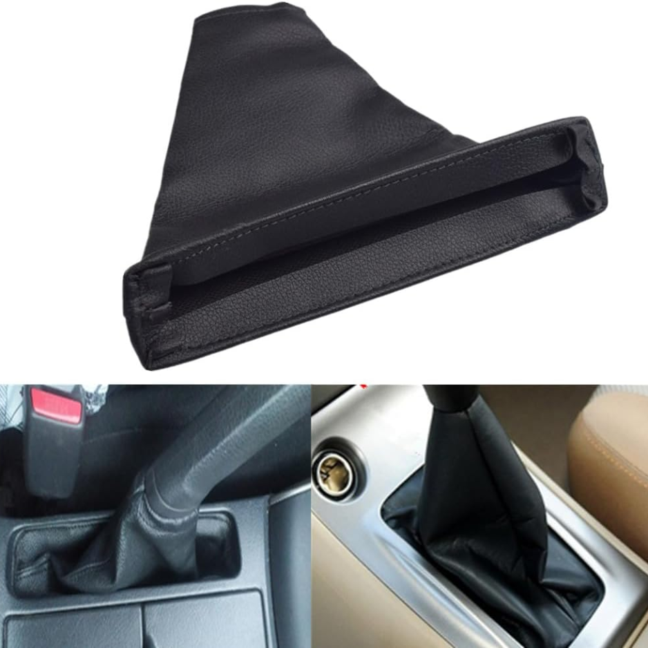 Black Leather Gear Shift And Handbrake Boot Cover For Toyota Corolla - Manual Transmission