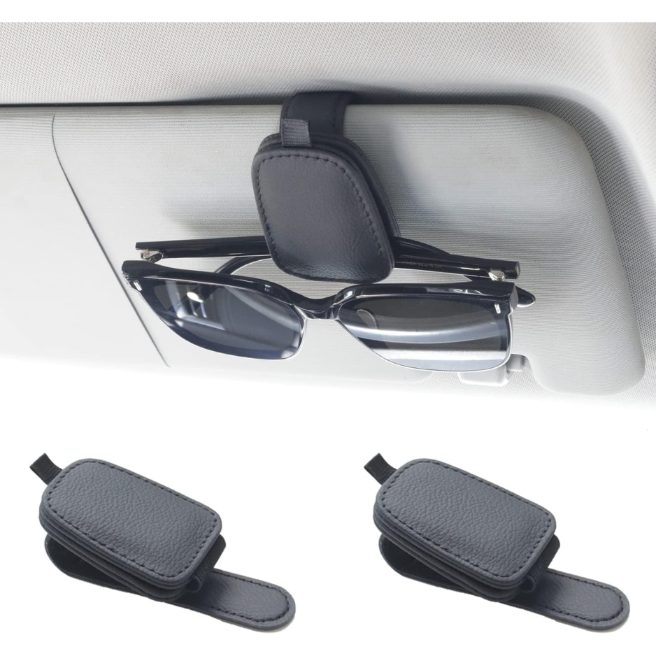 Magnetic Leather Sunglasses Holder 2 Packs, Black Visor Clip For Car Interior And…
