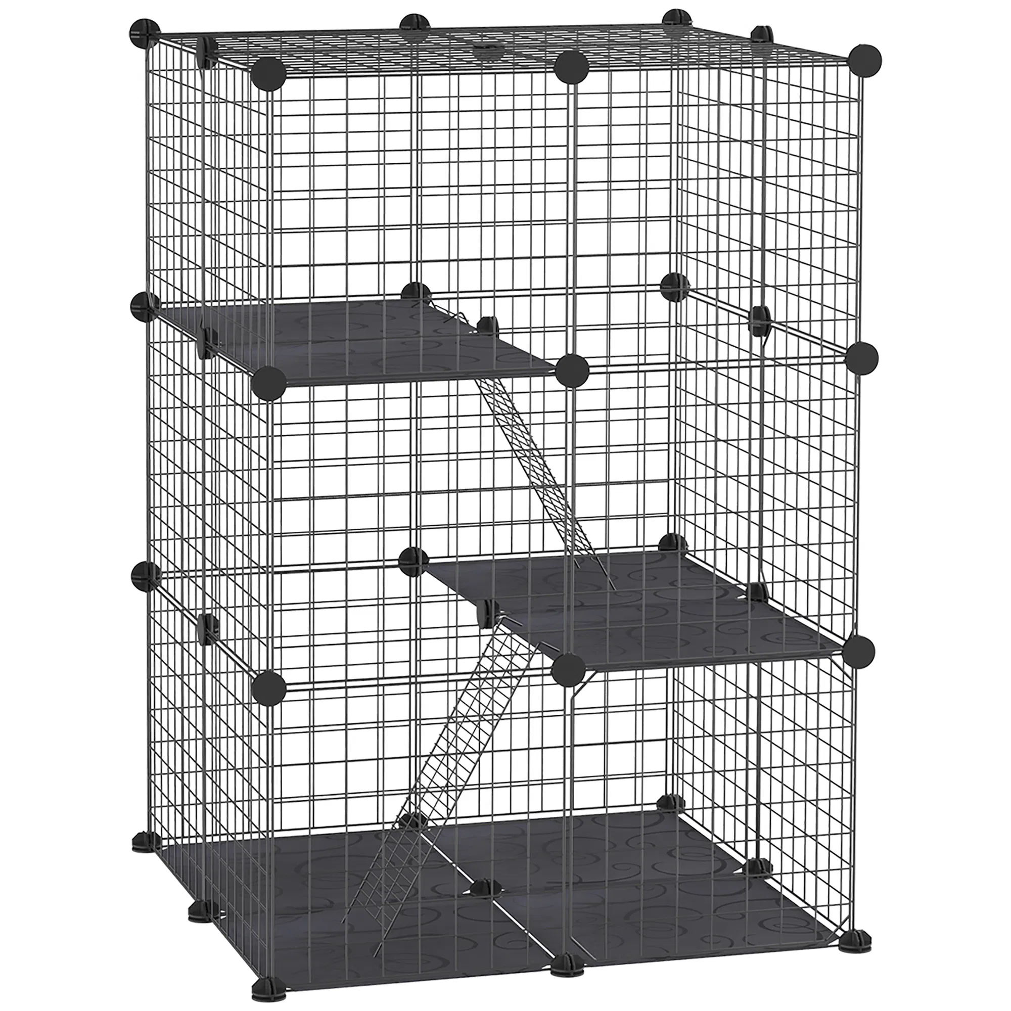 39-Pack Small Animal Cage Bunny Hutch Portable Metal Wire with Ramps for Kitten…