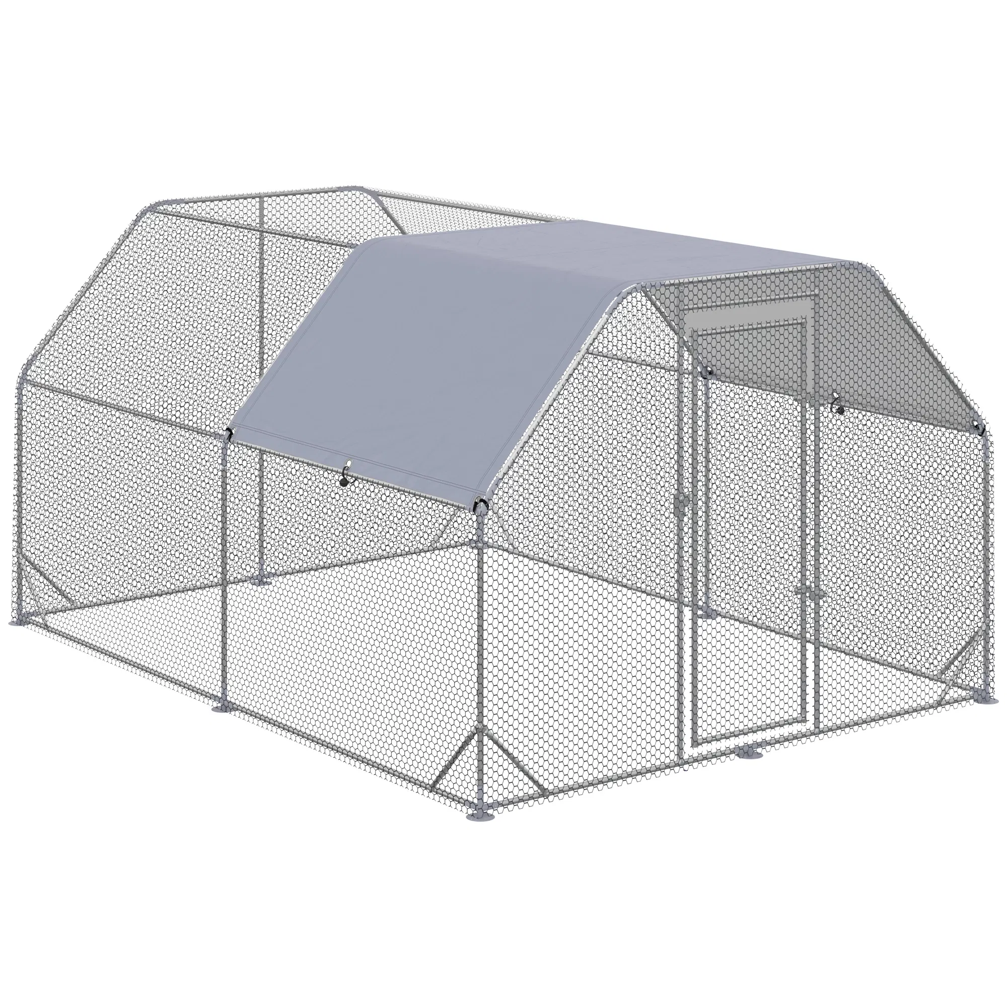 Chicken Run, Galvanized Large Metal Chicken Coop Cage, Walk-in Enclosure Poultry Hen Run…