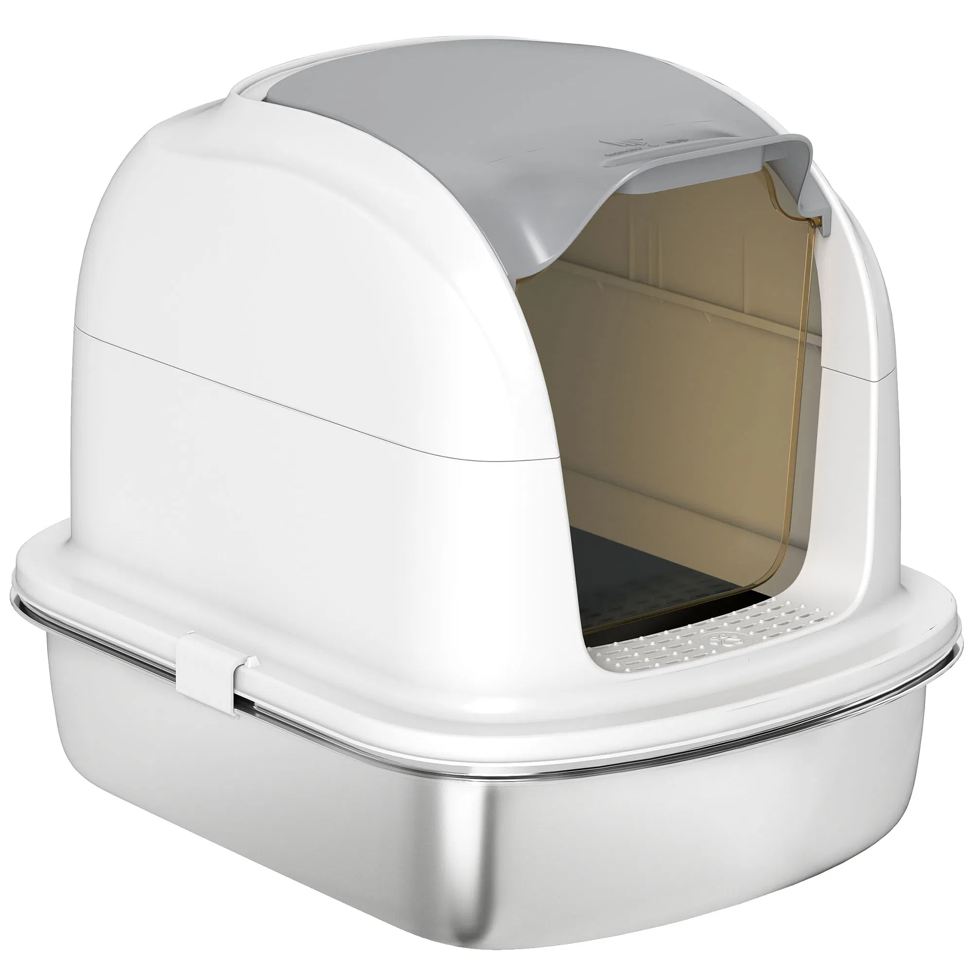 XL Stainless Steel Cat Litter Box with Lid for Big Cats, Enclosed Cat Litter Box with…
