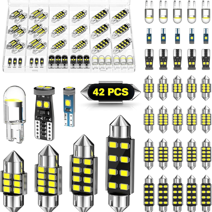 42-Pack Upgraded LED Interior Car Lights Kit, Super Bright Dome Map And Door Light Bulbs…