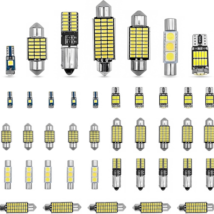 42-Pack Car LED Dome Interior Light Kits, 28mm 31mm 36mm 41mm BA9S T5 T10 Bulb Kit, Car…