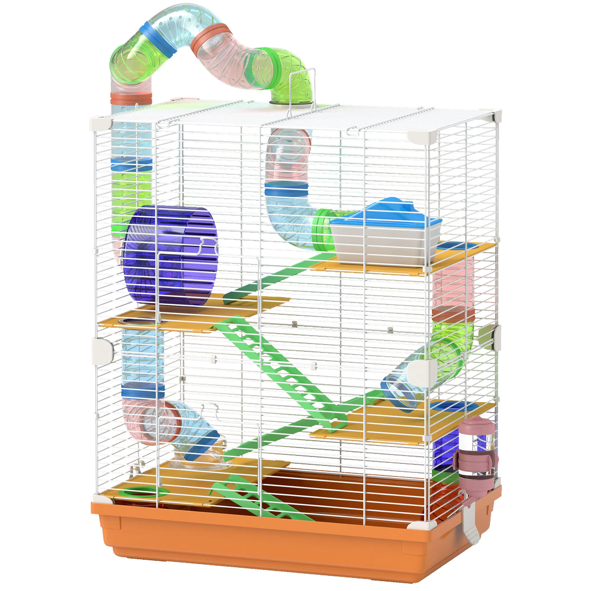 5 Tiers Hamster Cage Portable with Exercise Wheels Play Tube Water Bottle Dishes House…