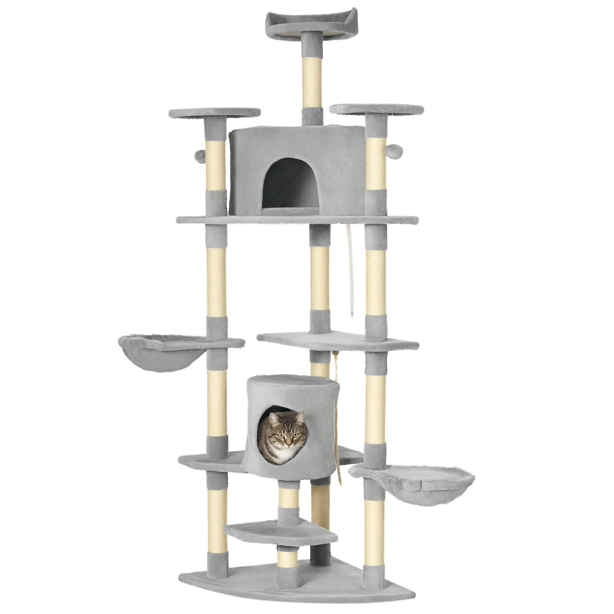 79" Cat Tree Multi-Level with Two Condos, Kitty Tower with Scratching Posts, Two…