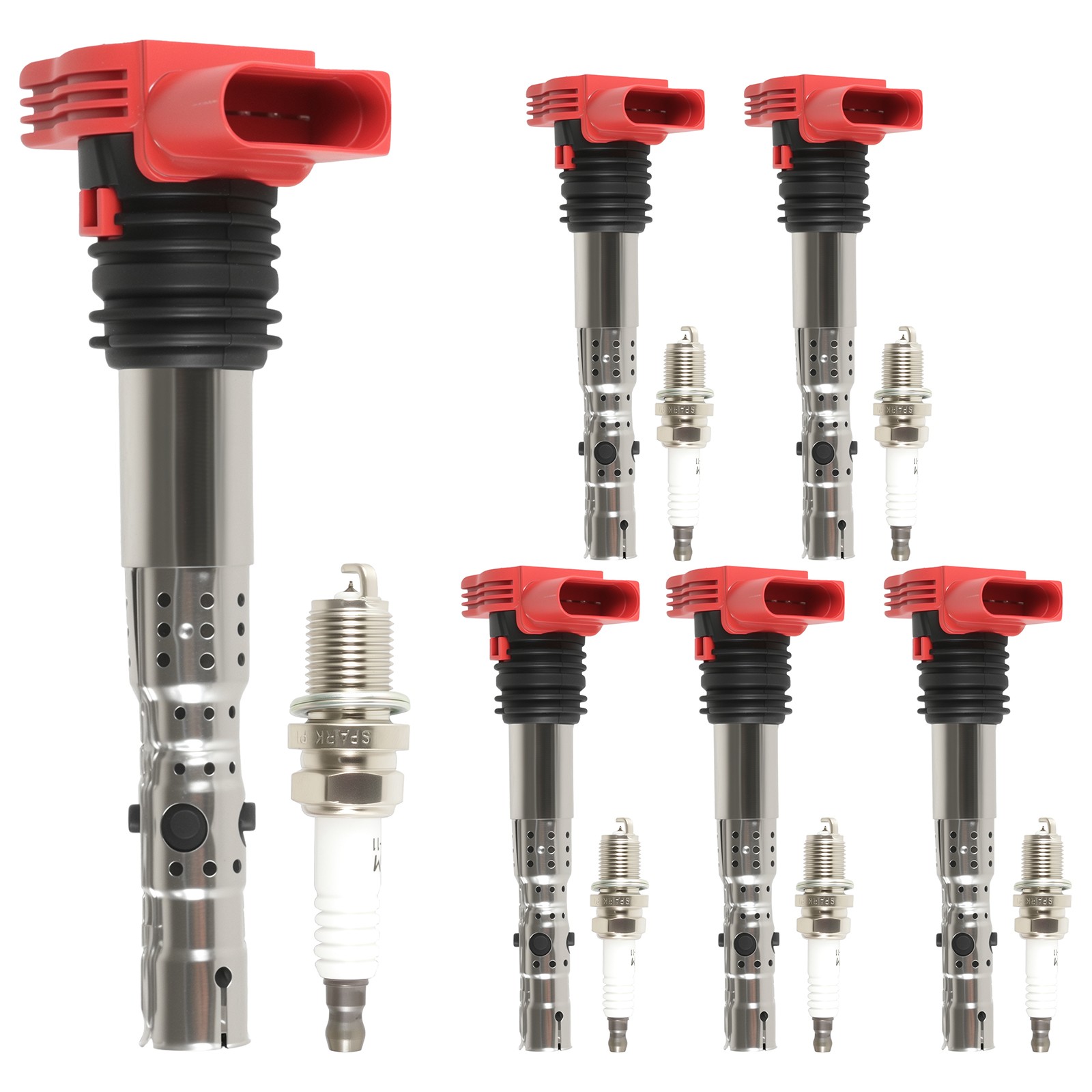6X Ignition Coil & 6X -Spark Plug For -Audi A4 A6 Quattro 3.0L UF483