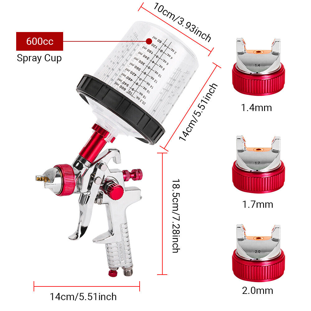 Spray Gun Part Gravity Feed Paint Air Sprayer Airbrush Car Kit Nozzle Set Tool