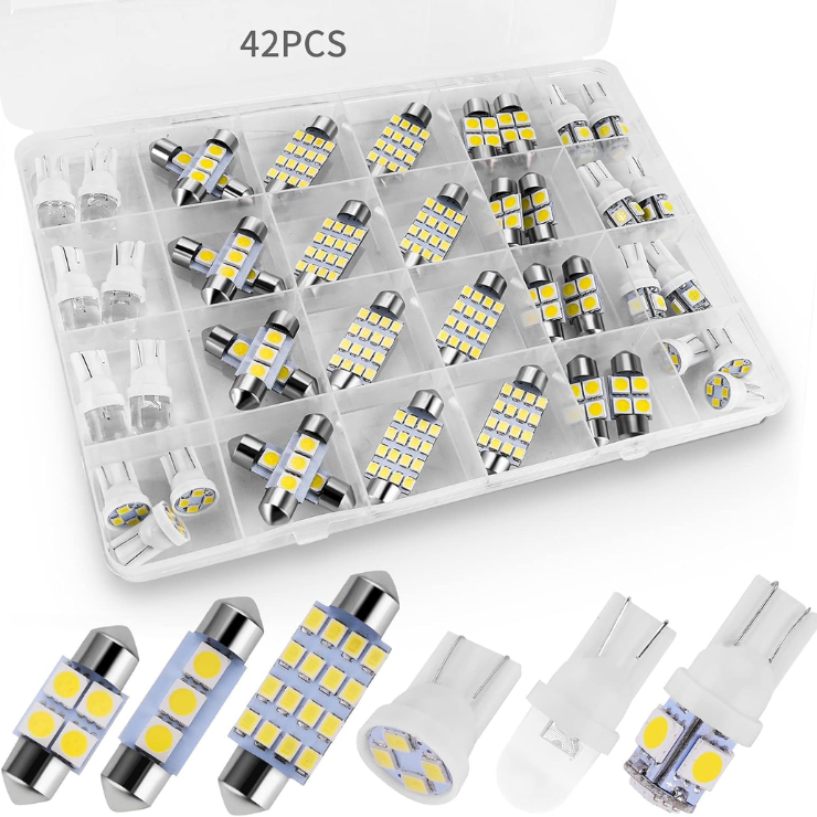 42-Pack Interior Car Lights, Super Bright White Dome Map Tail Cab Lights Bulb Kit Set…