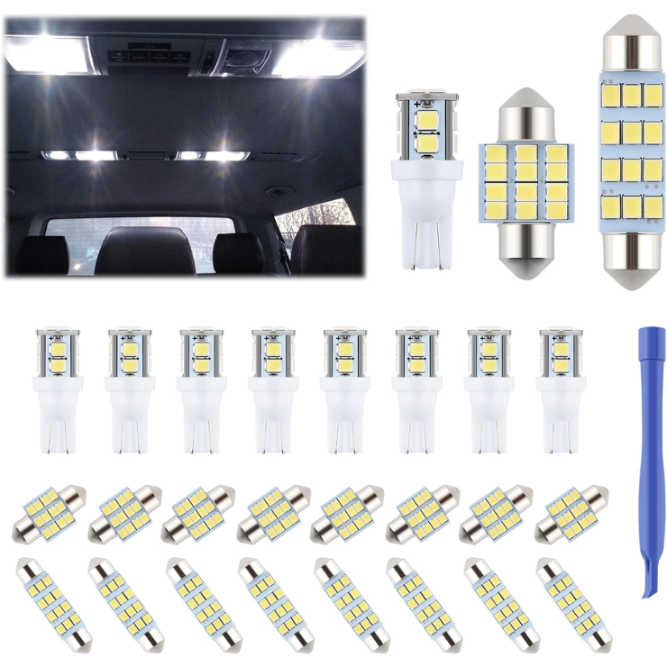 24-Pack Dome Light LED Car Interior Bulb Kit Set 194 T10 DE3175 578 31mm 42mm Bulbs…