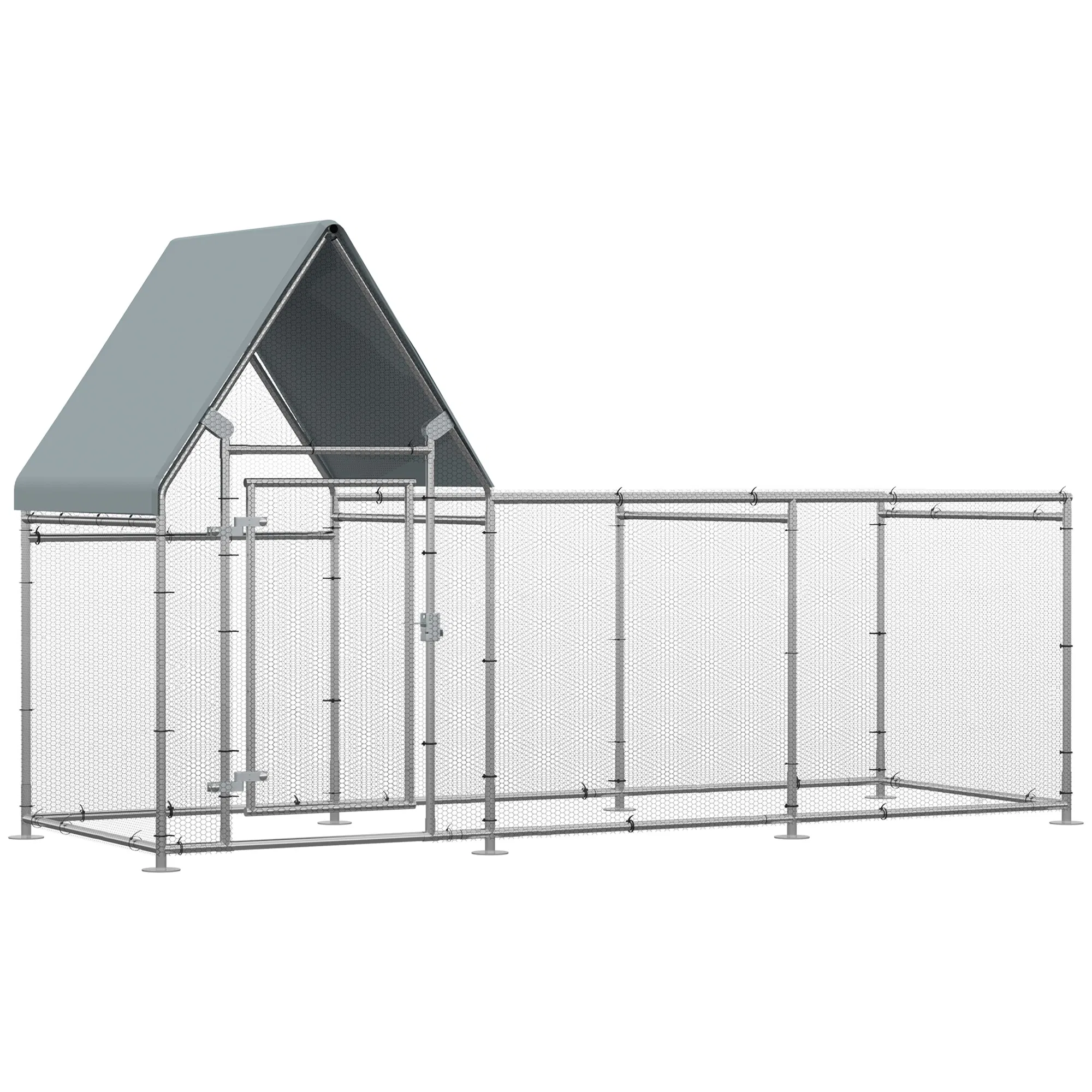 Walk In Chicken Run, Large Galvanized Chicken Coop, Hen Poultry House Cage, Rabbit Hutch…