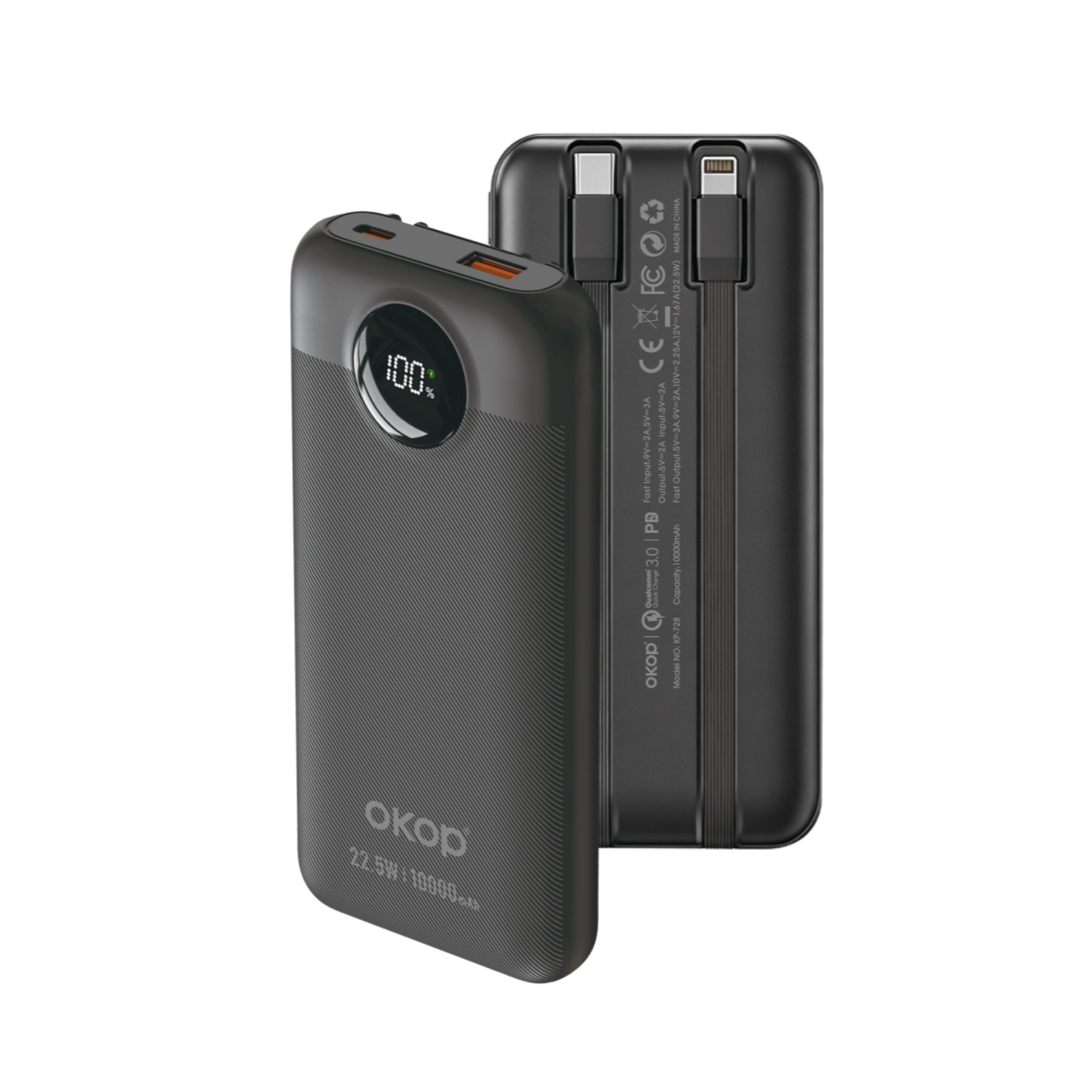 KP-728 Best-selling 10,000mAh High-capacity Power Bank With Digital Display Lightweight…