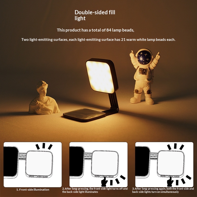 Square Magnetic-suction Foldable Dual-sided Fill Light For Mobile Livestreaming