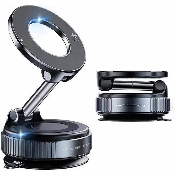 Magnetic Car Phone Holder With Strong Vacuum Suction Cup, Foldable Dashboard Mount…