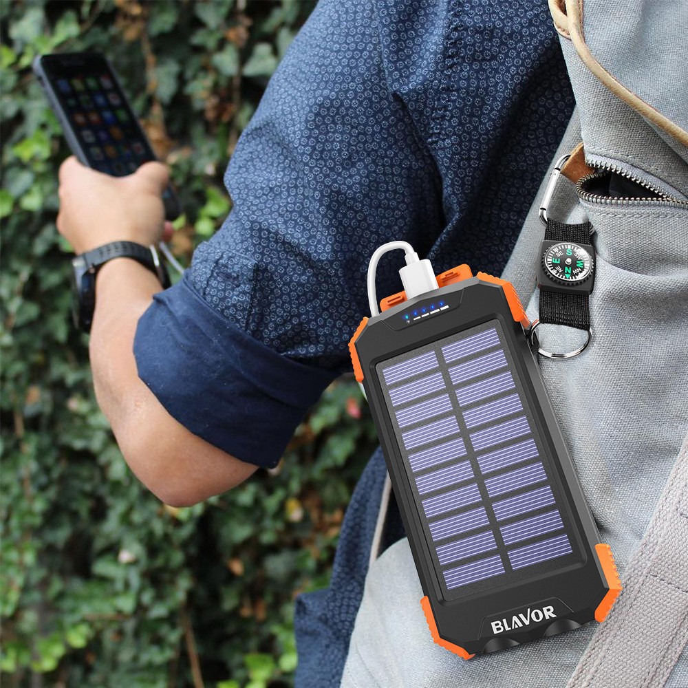 Solar-Powered Wireless Power Bank, 10,000 MAh, IP66 Waterproof Charger, Portable Outdoor…