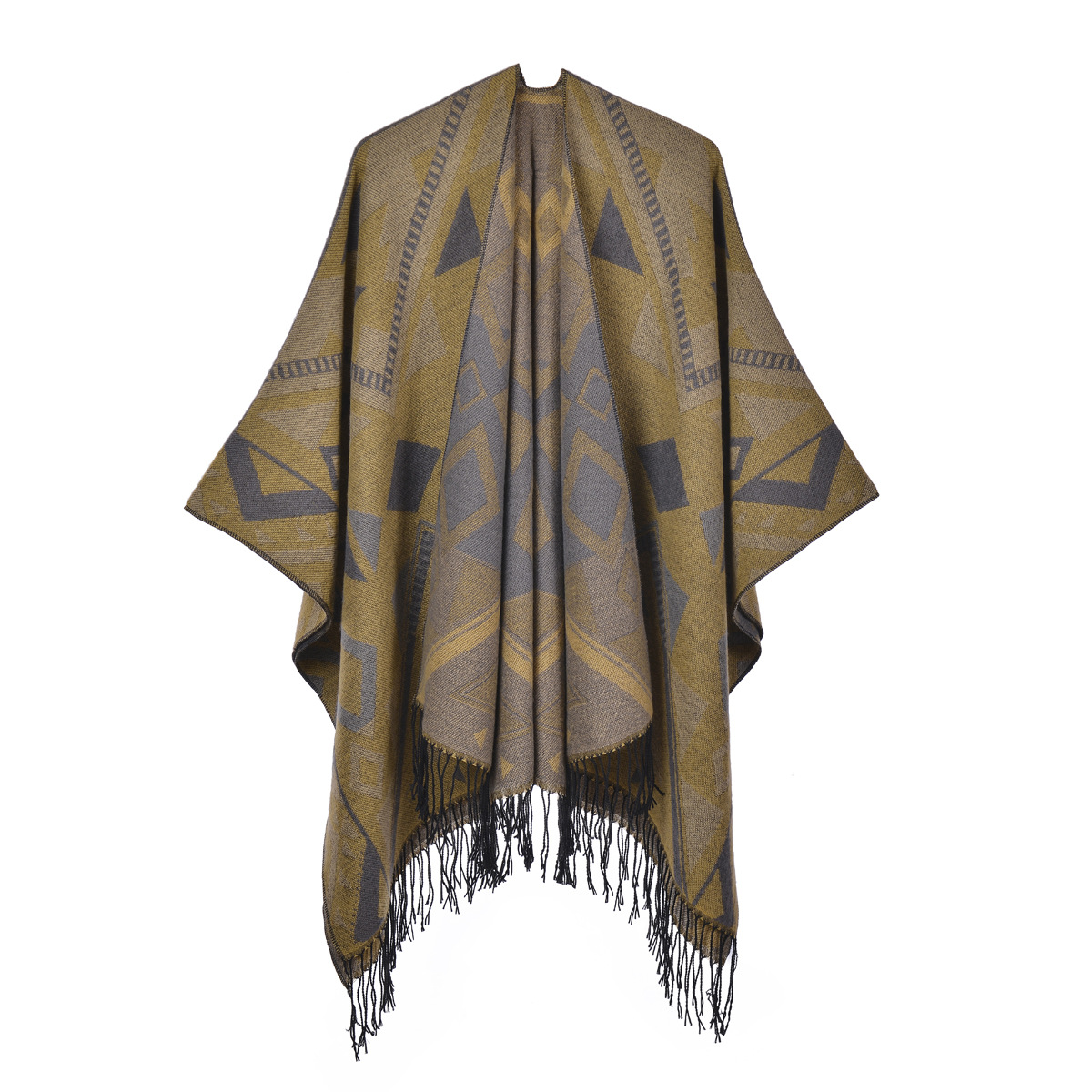 Women's Large Shawl, Fashion Thick Faux Cashmere Dual-Use Scarf Poncho