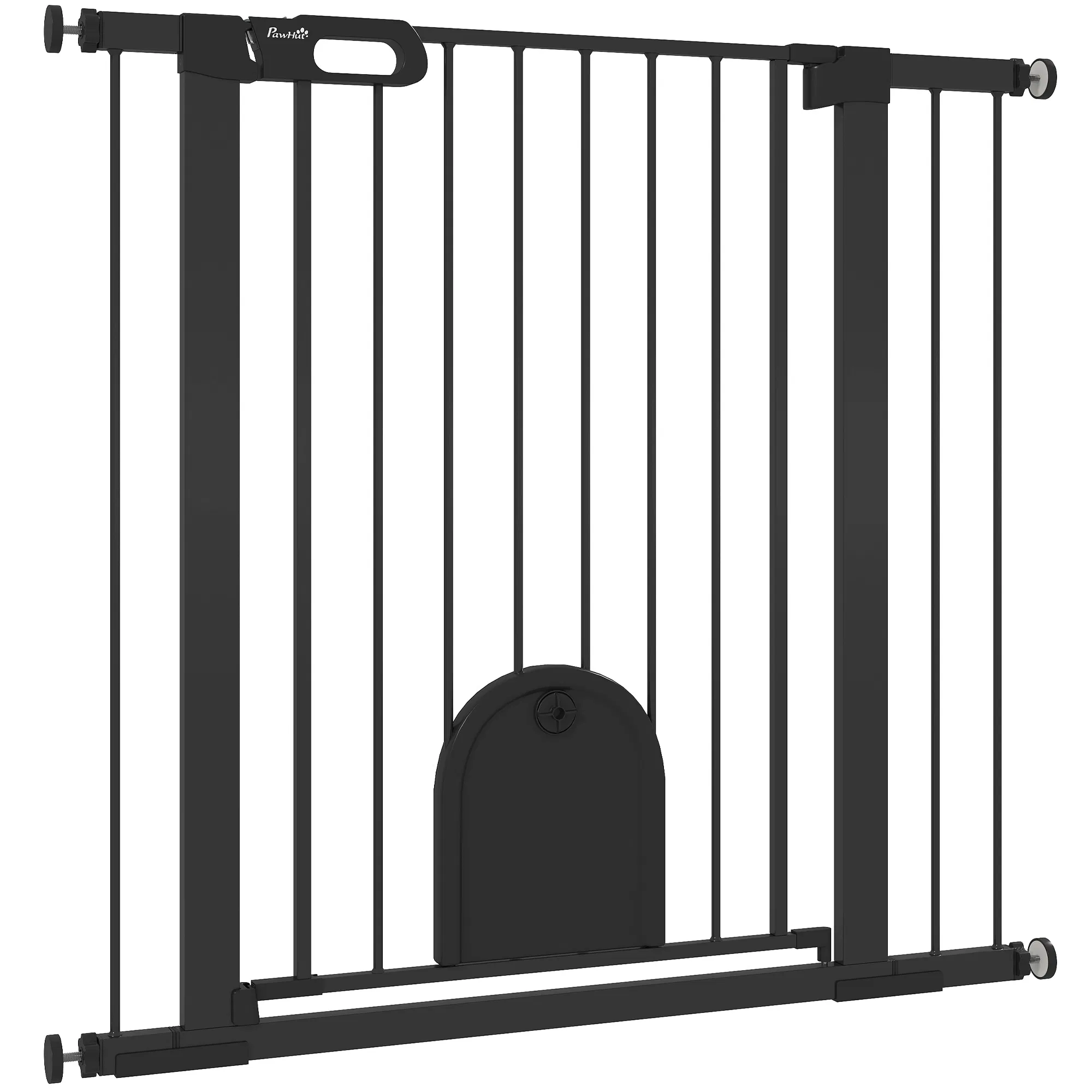 30"-41" Extra Wide Pet Gate Barrier with Small Door, 35"H Dog Gate with Safety Gate…