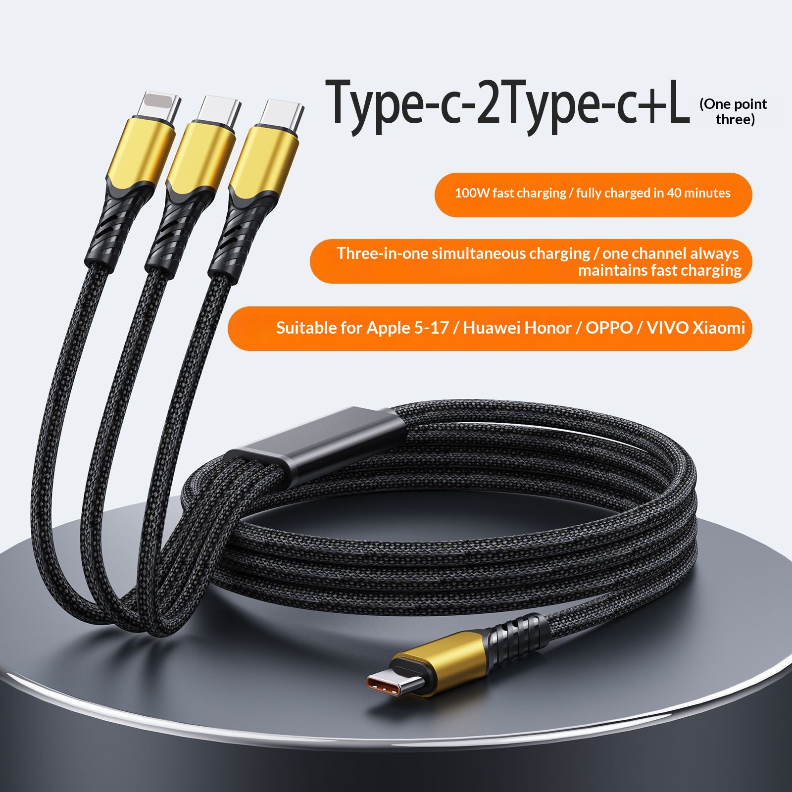 Fast-charging Cable 3-in-1 And 5-in-1 Multi-head Charging Cable