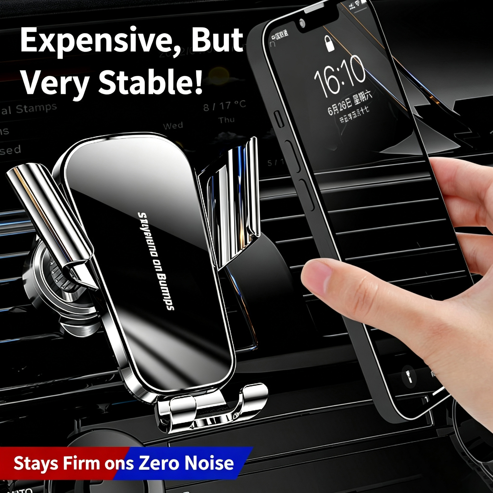 Car Phone Mount Air Vent Universal Phone Holder Anti Shake Hook Clip Cell Phone Stand For…