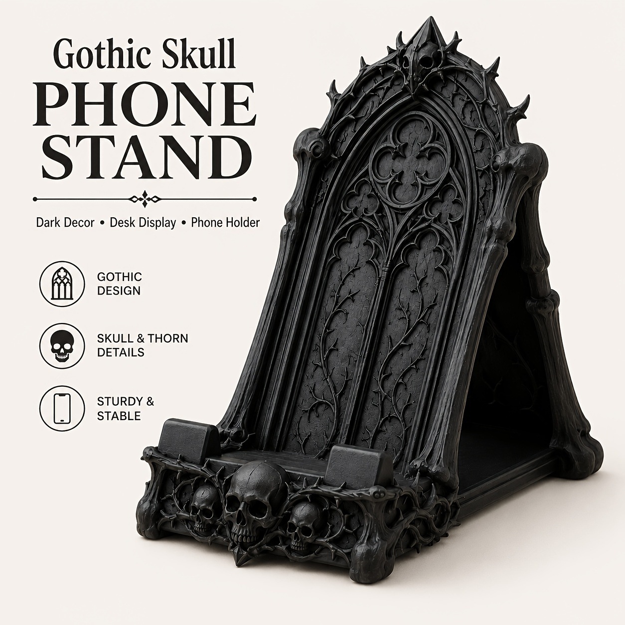 Mobile Phone Holder Black Desktop Decorative Stand For Home Use