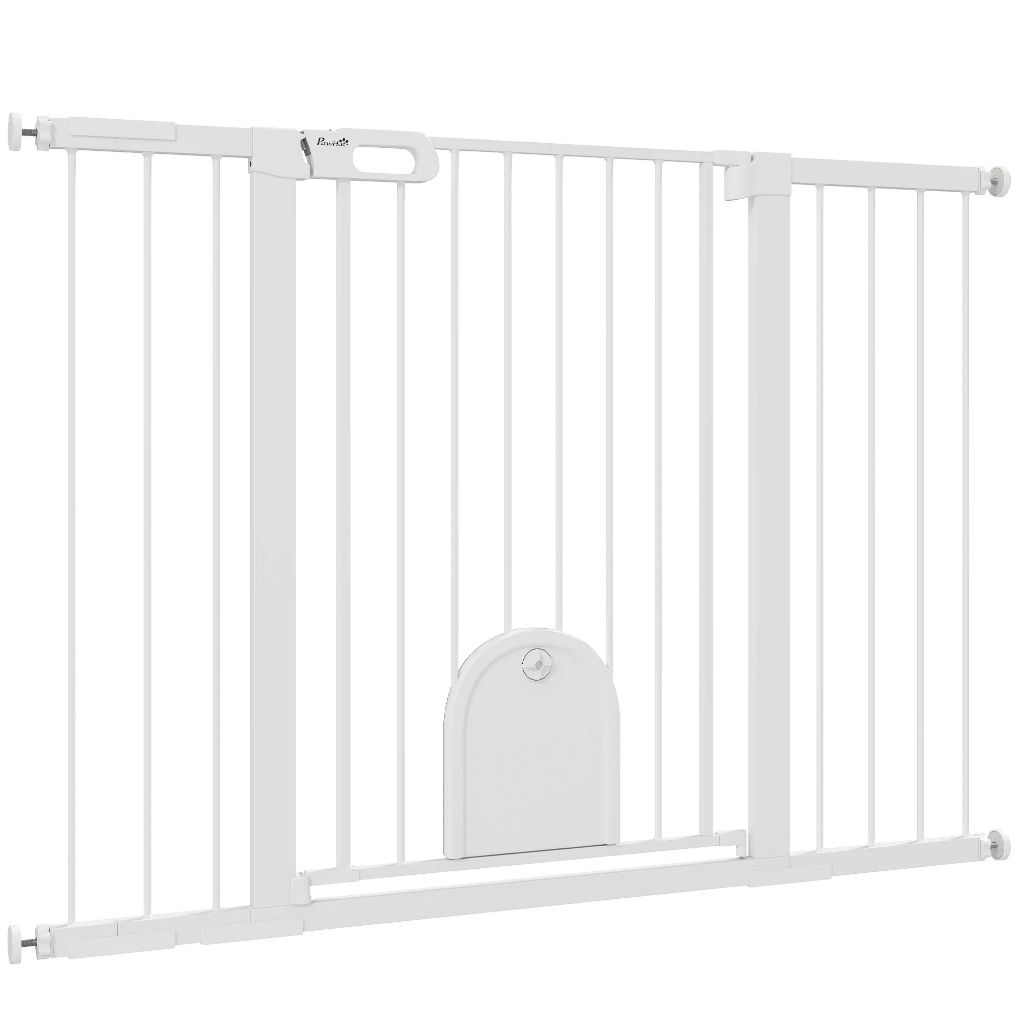 30"-52" Extra Wide Pet Gate Barrier with Small Door, 35"H Dog Gate with Safety Gate…