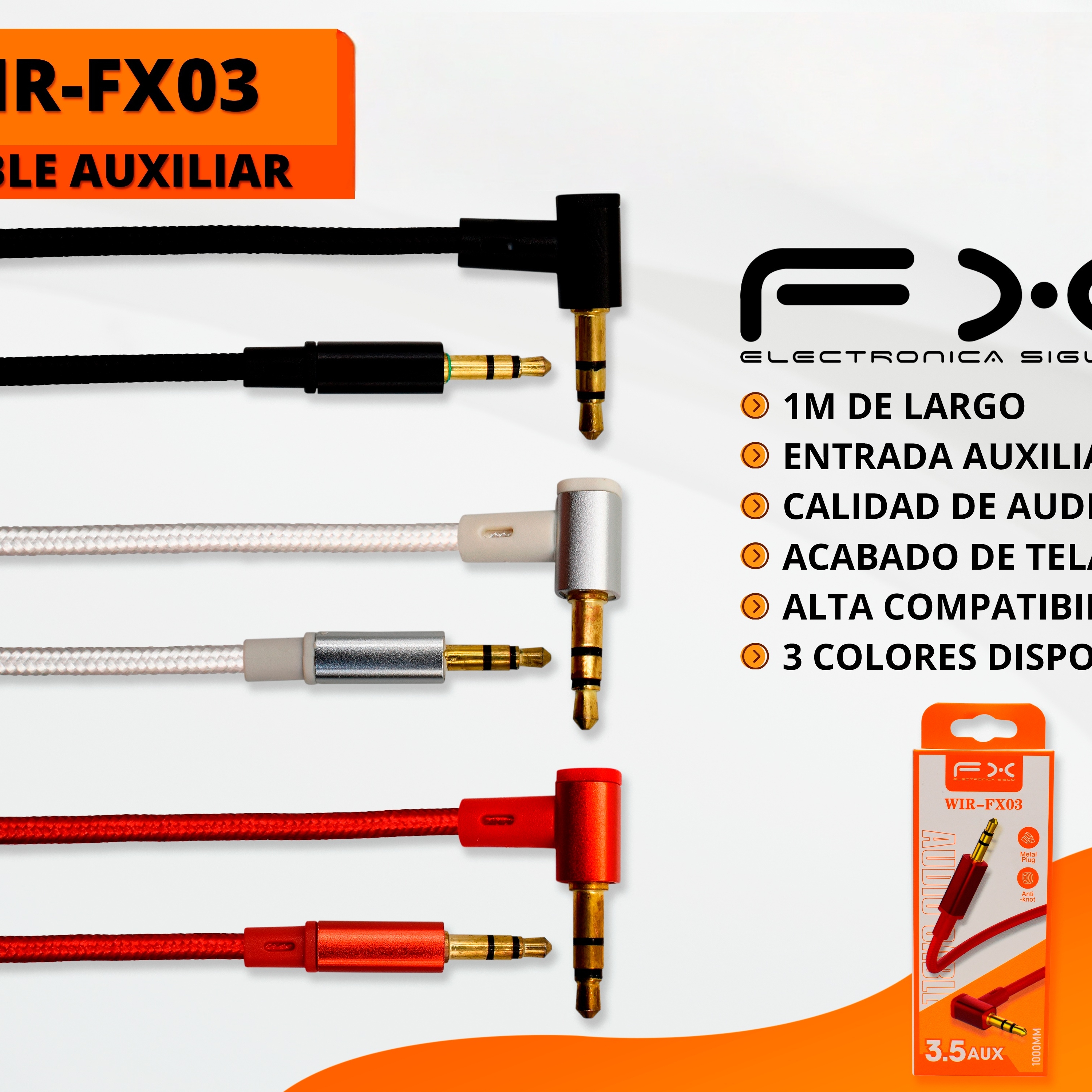 3.5mm Aux Audio Cable Black 1m Headphone Audio Cable