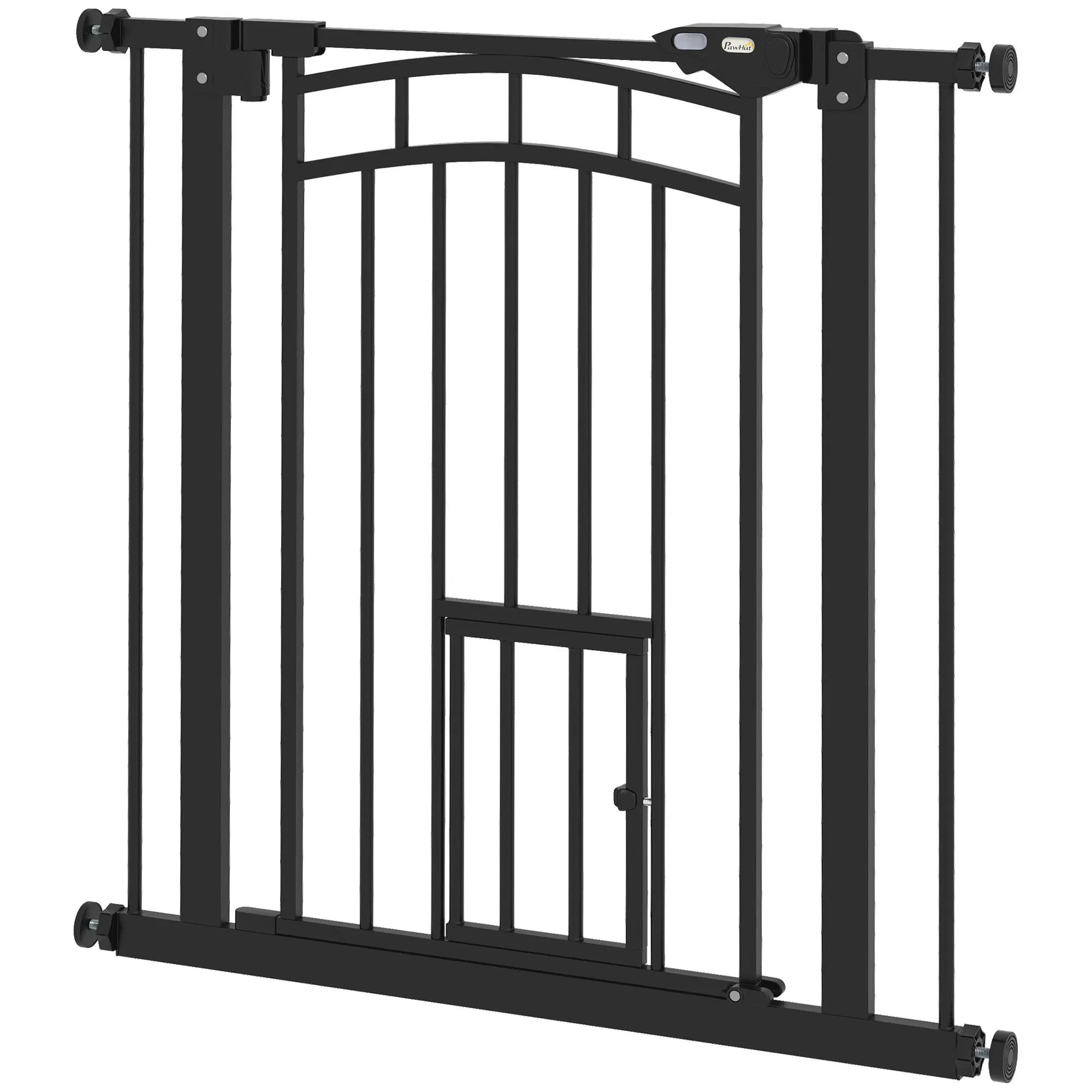 Auto-Close Pet Gate, Stair Gate with Cat Door, Double Locking for Doorways Hallways…