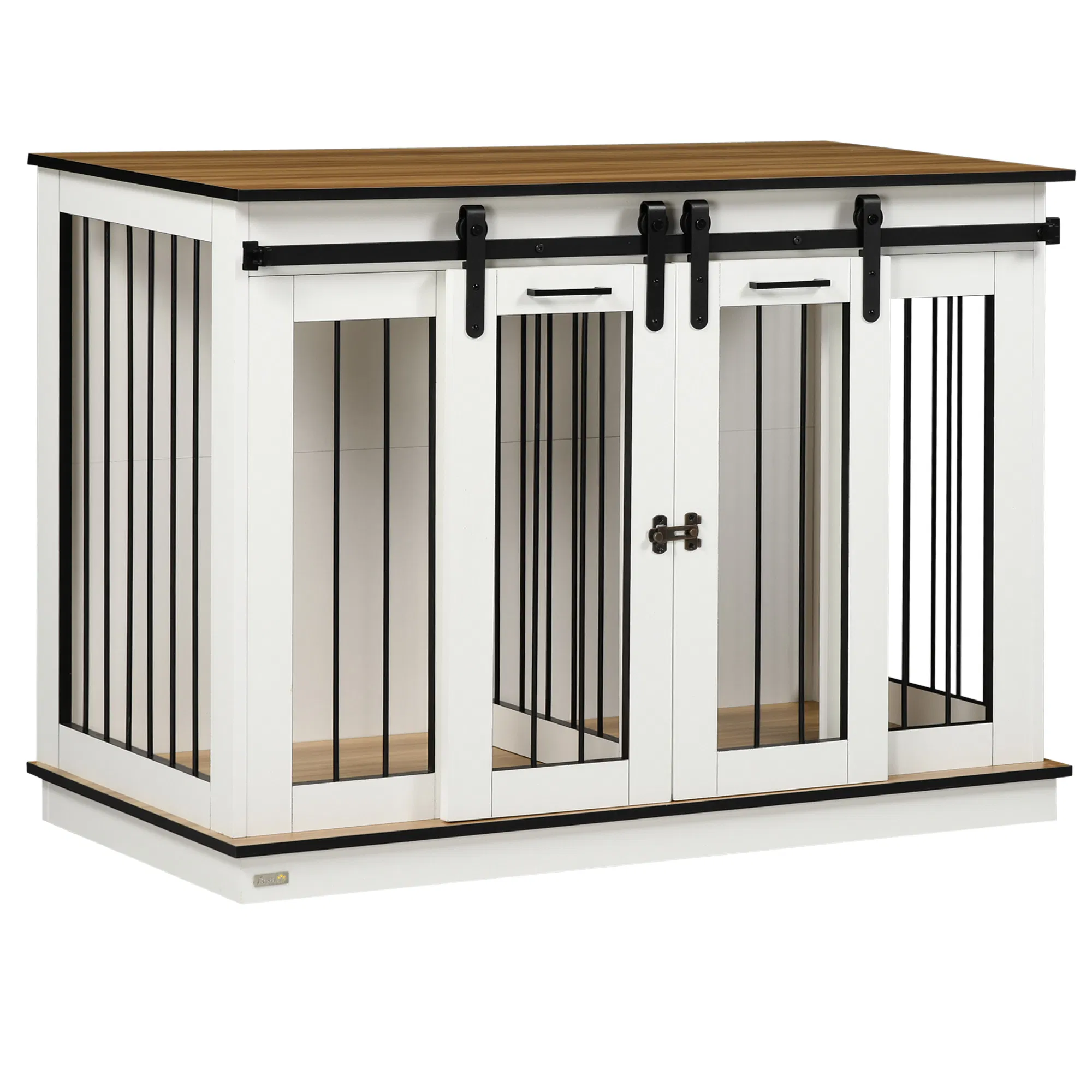 47in Dog Crate Furniture with Divider Panel, Wooden Dog Kennel TV Stand for Large Breeds…
