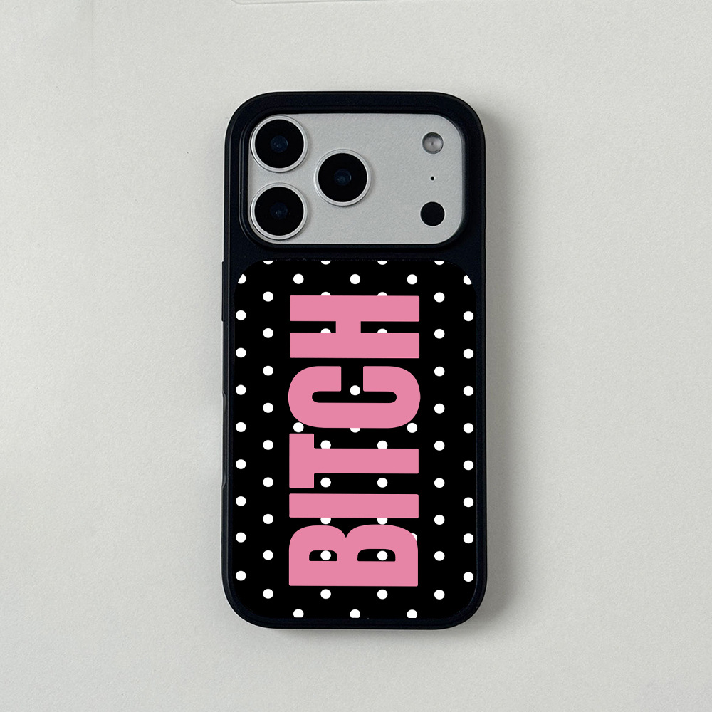White Polka-dot Matte Magnetic Phone Case With Black Edges
