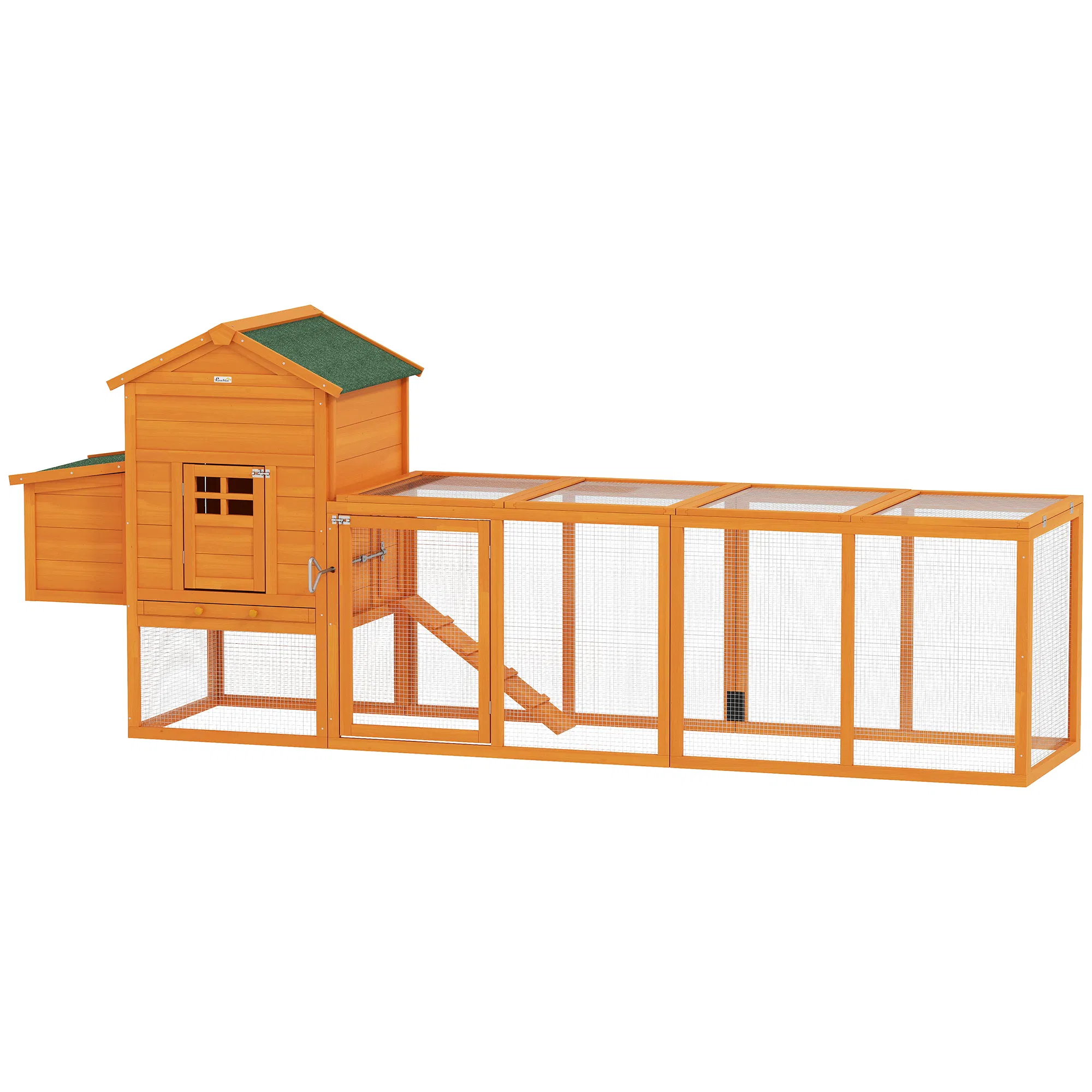 117" Extra Large Chicken Coop with Asphalt Roof, Wooden Hen House with Slide-out Tray…