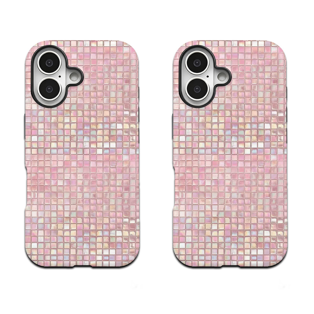 Soft Pearl-Effect Plaid Magnetic Case Film And Cover Two-in-One