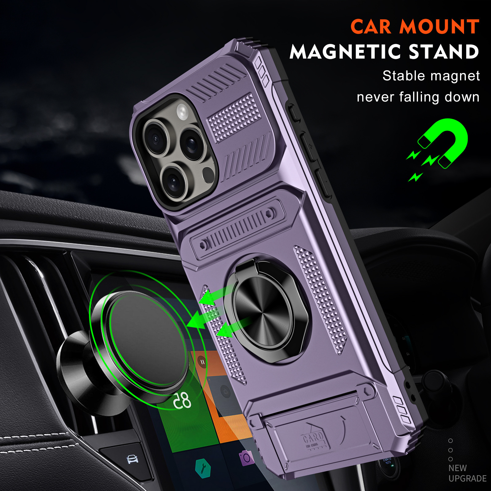 Hidden Card-Slot Magnetic Ring Stand Phone Case