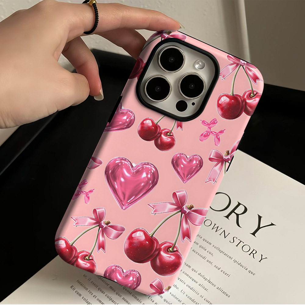 Plaid Cherry High Appearance Phone Case For Girls