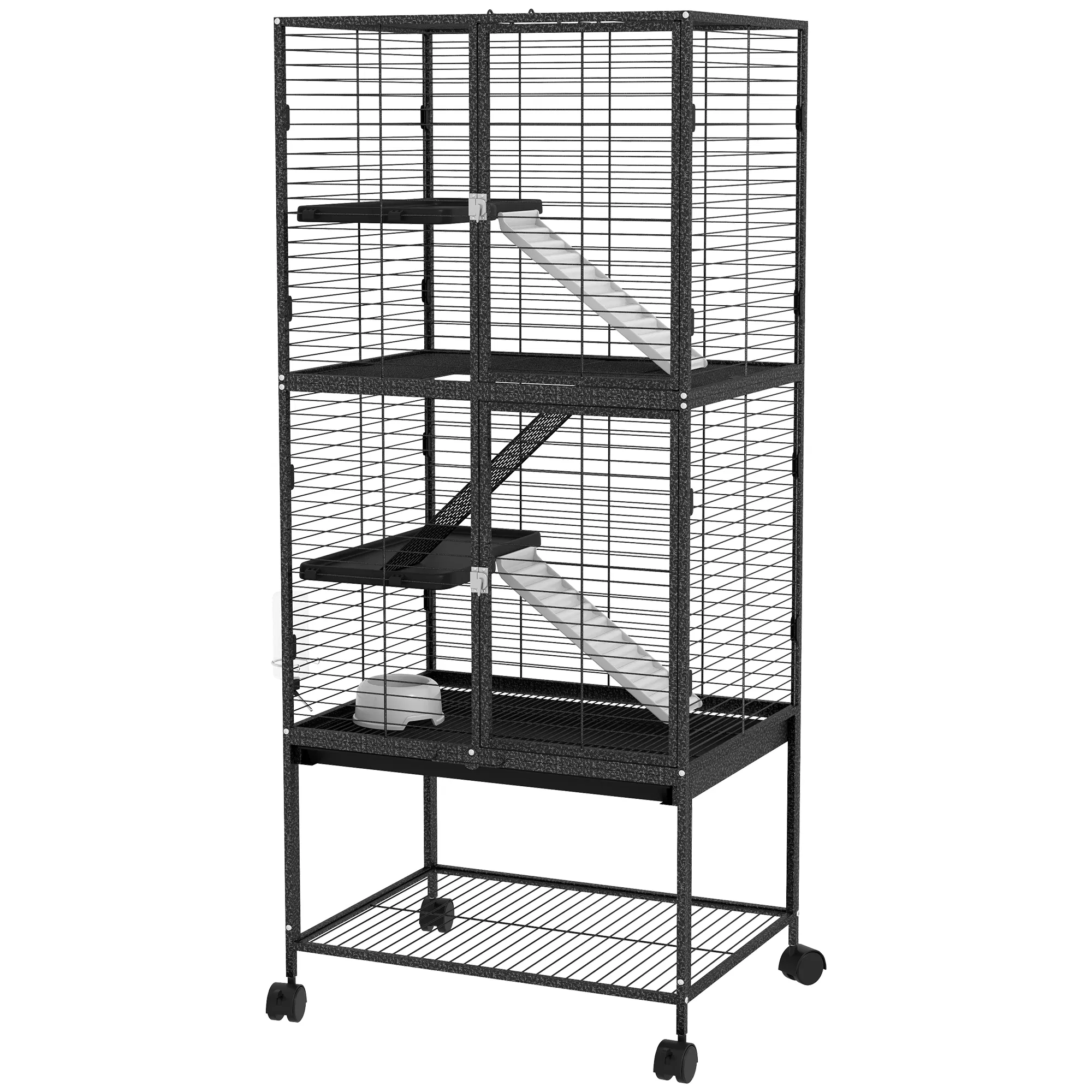 Rolling Small Animal Cage 53.5"H Chinchilla Cage for Ferrets, Squirrels w/ Removable…