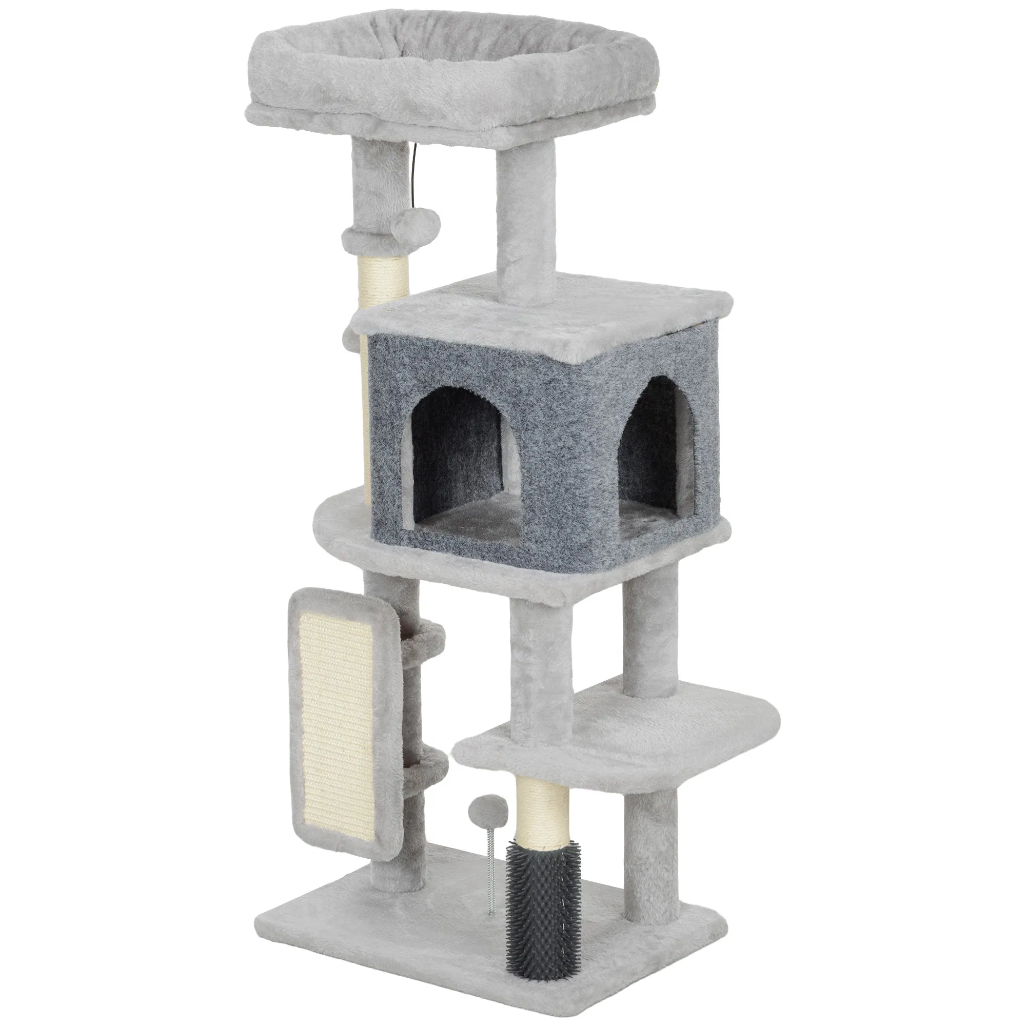 41 Inch Cat Tree with Scratching Posts, Cat Bed, Condo, Grooming Brush, Jumping…