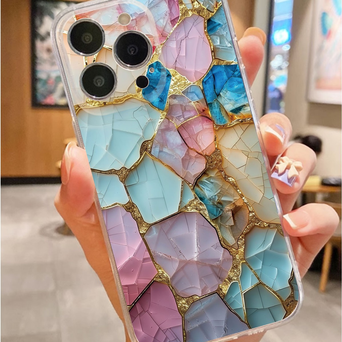 Five-color Marble Drop-resistant Transparent Phone Case