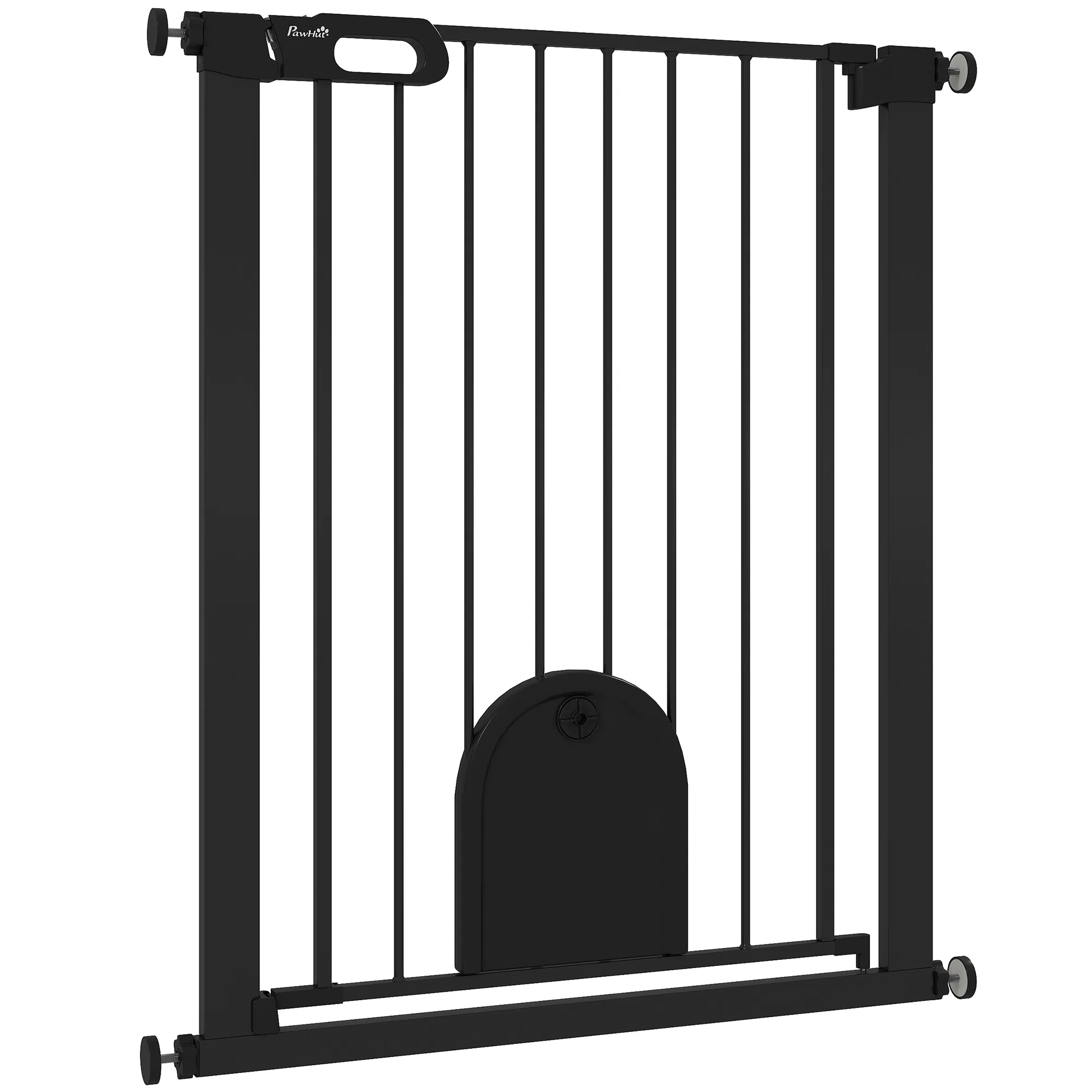 30"-32" Extra Wide Pet Gate Barrier with Small Door, 35"H Dog Gate with Safety Gate…