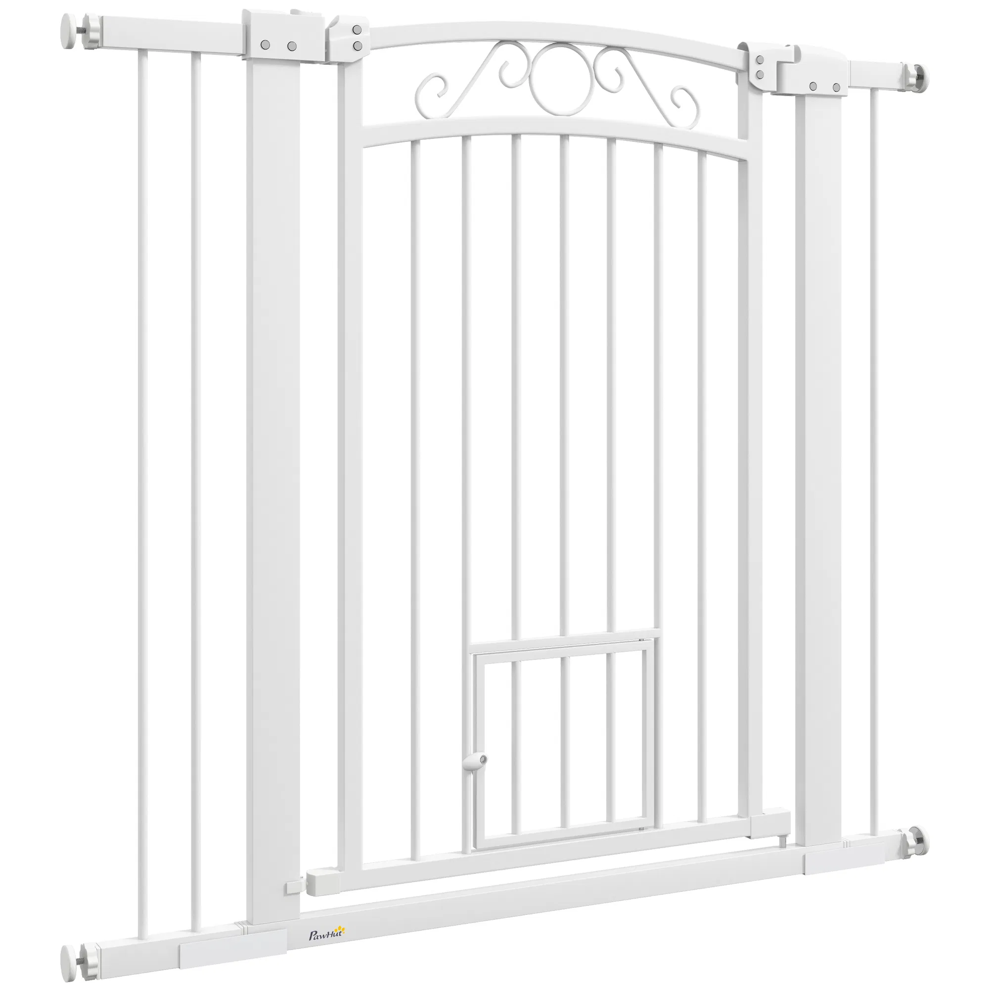 Dog Gate, Walk Through Pet Gate w/ Small Pet Door, Auto Close, for Doorways, House…