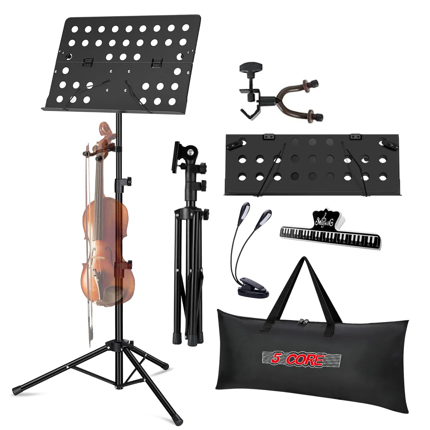 5 Core Music Stand For Sheet Music Height Adjustable Portable Folding Atril Para…