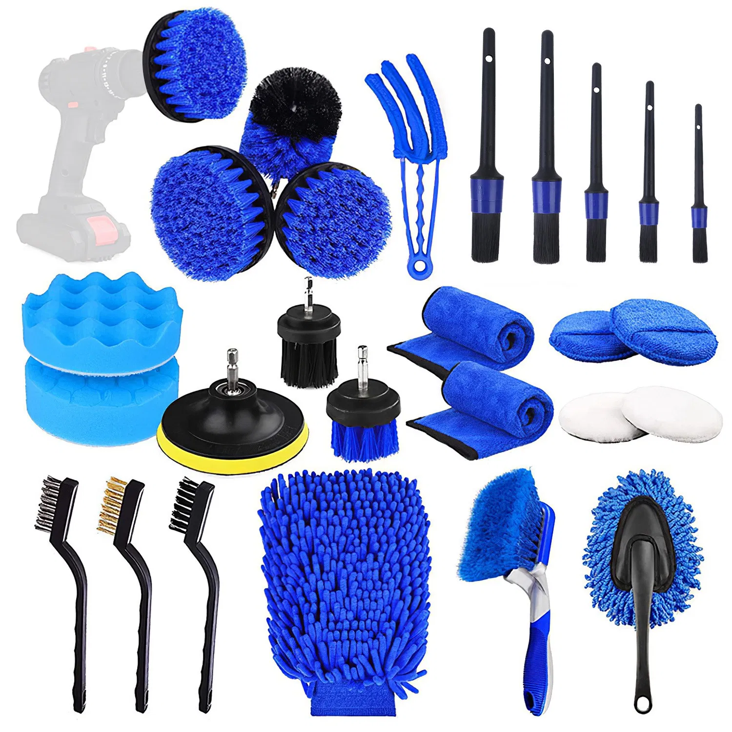 26-Pack Car Detailing Brush Kit Exterior Interior Car Cleaning Set Drill Brush Set Car…