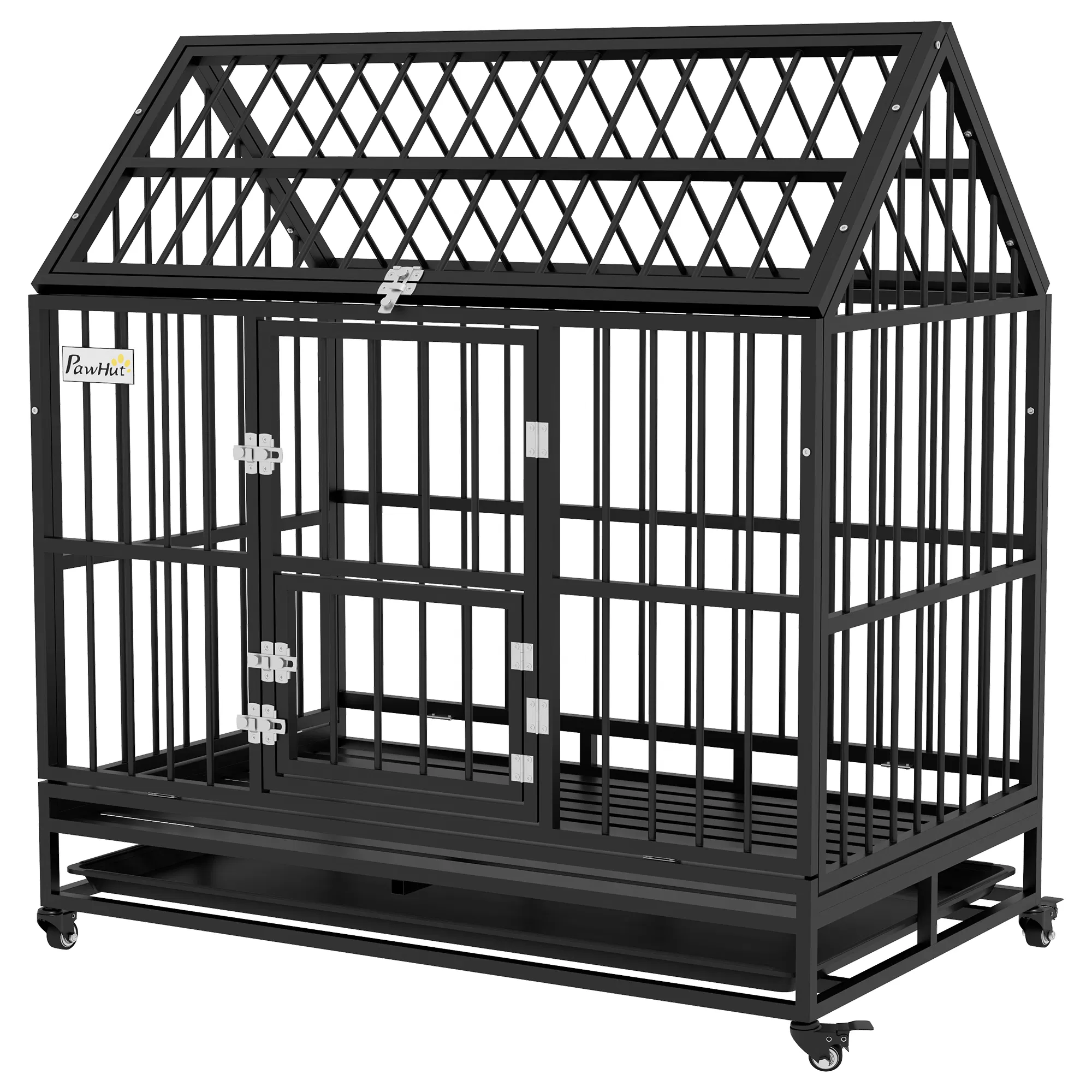 49" Heavy Duty Dog Crate with Removable Tray, Doors, Openable Roof, for Large and Extra…